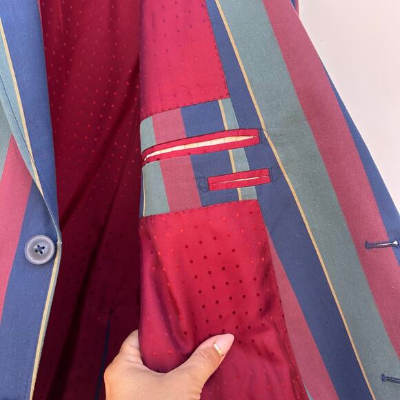 Samuel Windsor Boating Blazer Jacket Colorful Striped 48R Single Breasted - Picture 5 of 8